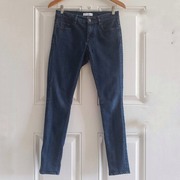 LOFT Curvy Skinny Stretch Low Rise Dark Blue Jeans SZ 25 - Picture 1 of 15